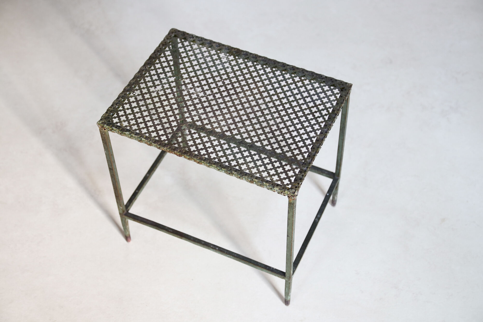 Set of two green Mathieu Matégot side tables, 1950s