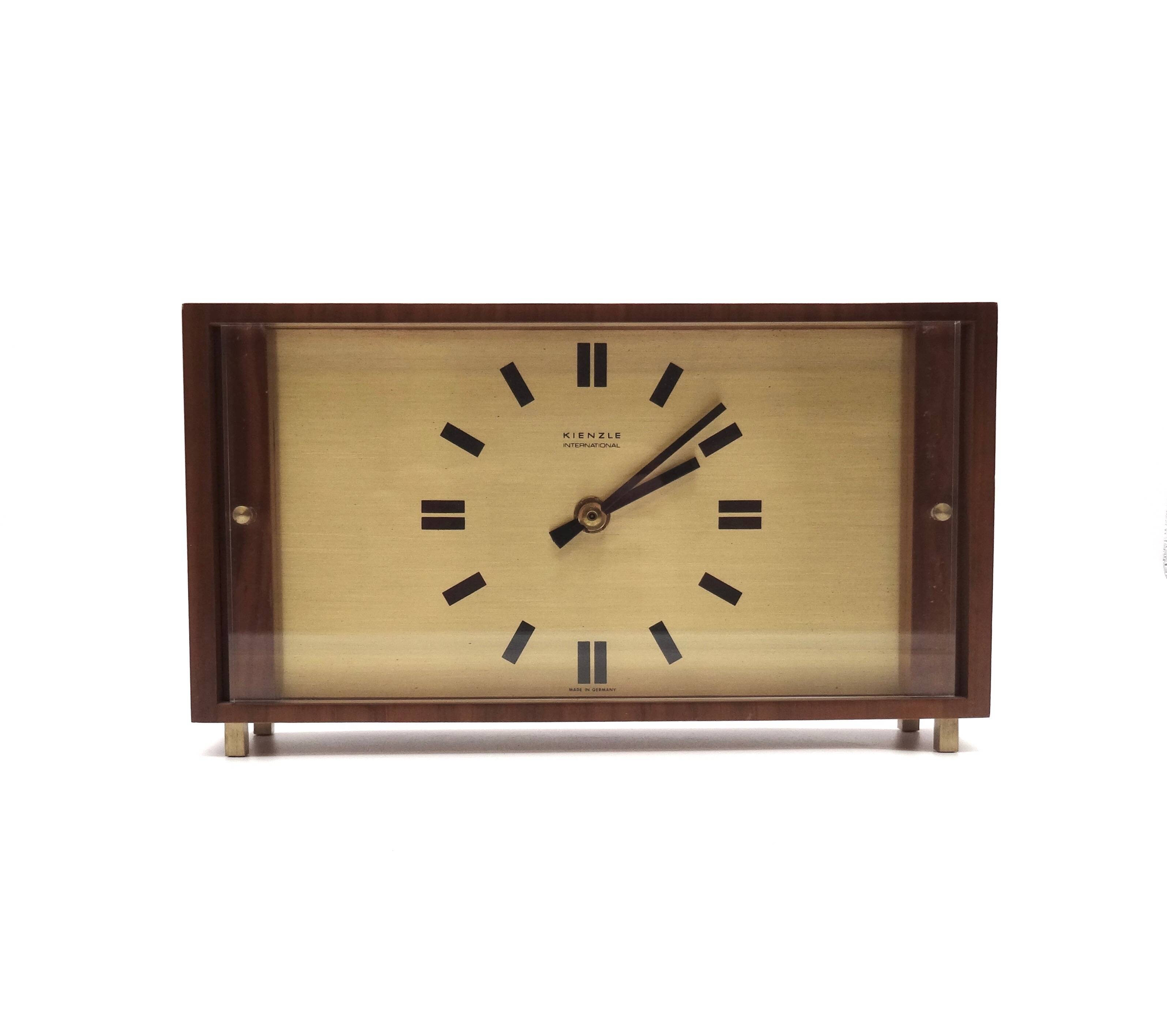 Mid Century Teak Desk Clock by Kienzle International