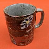 2 Cups / Mugs Glazed ceramic Floral decoration