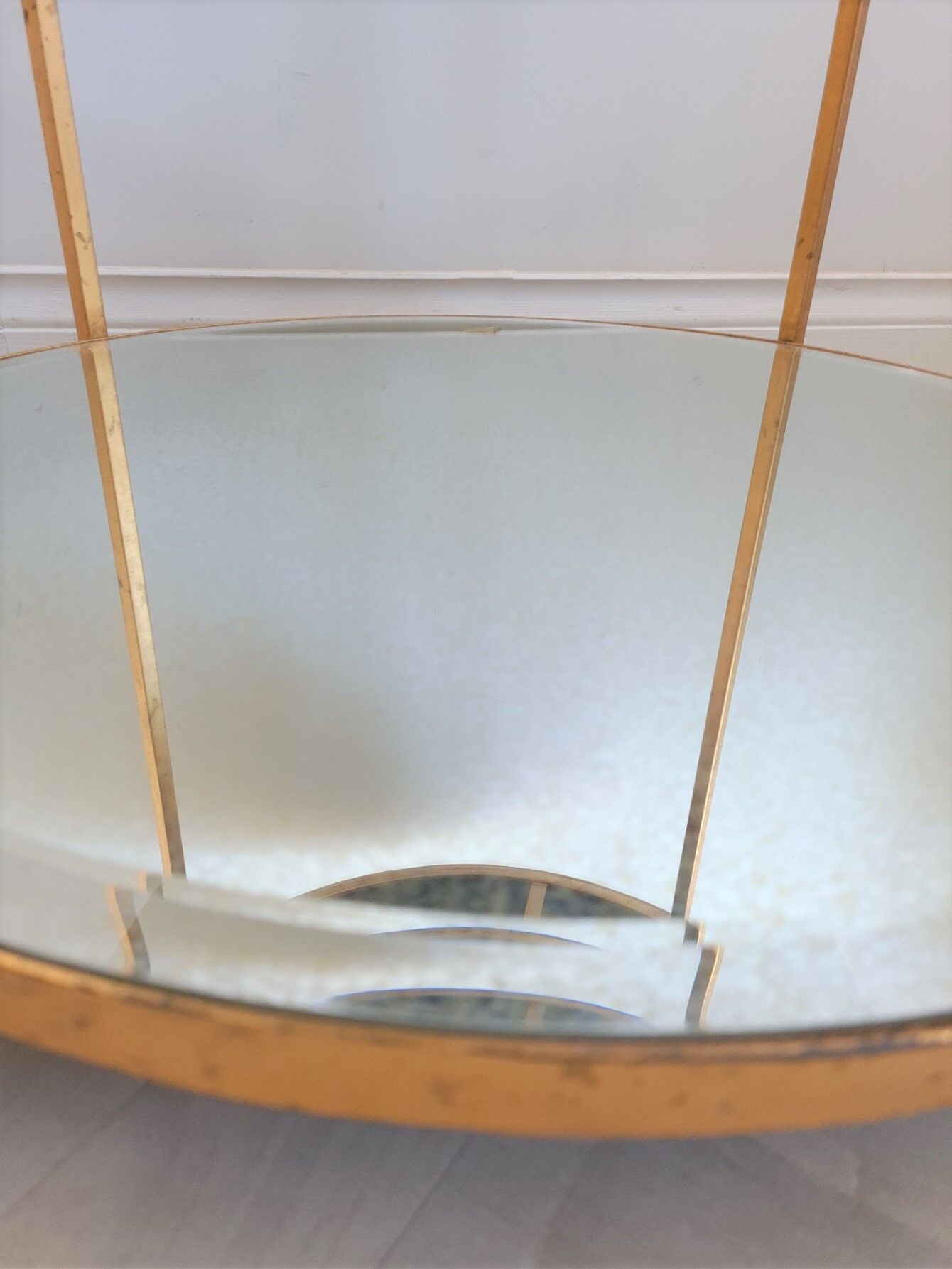 Old mirror pedestal table