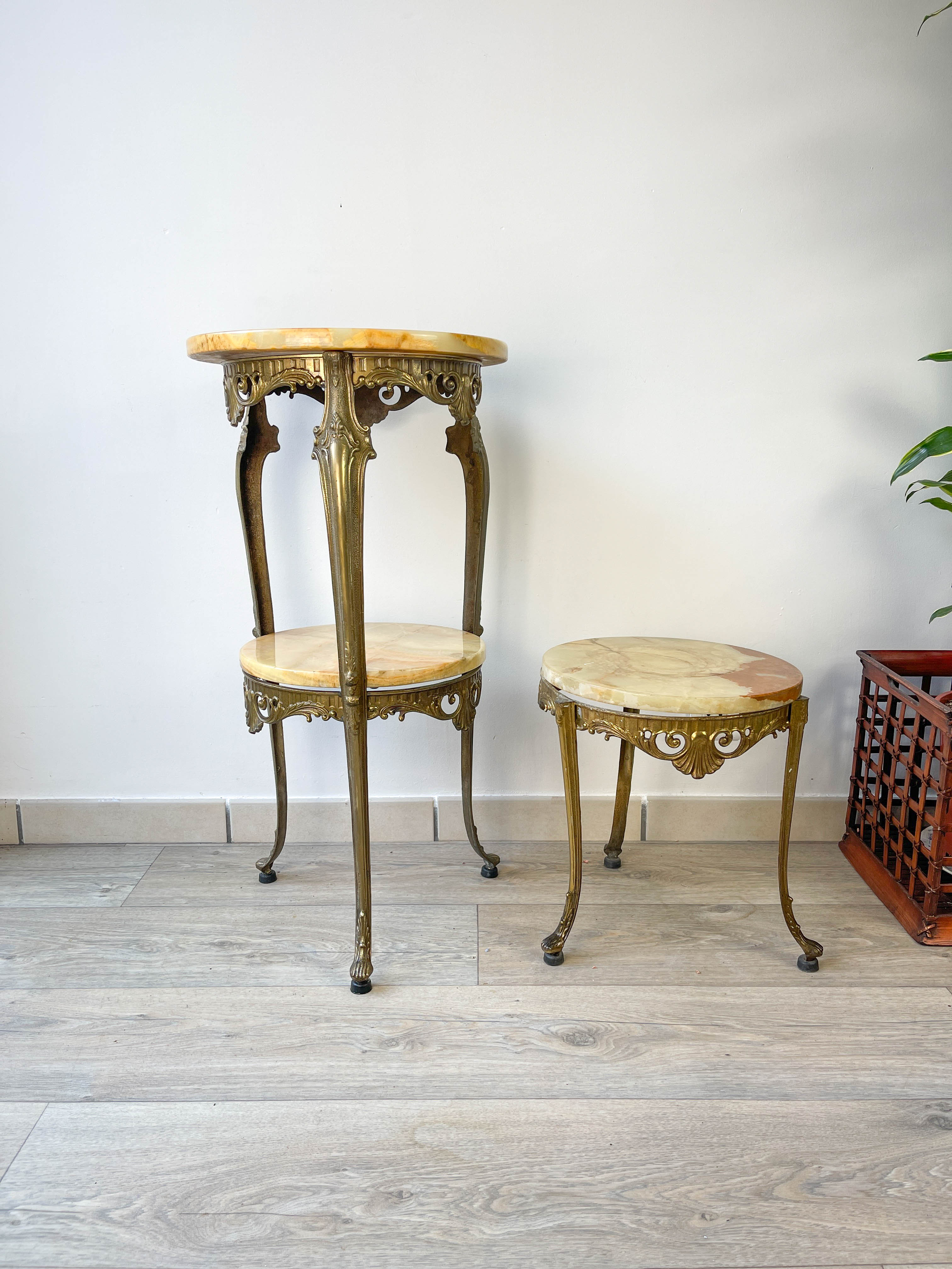 Pair of marble and bronze harnesses