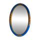 Antique oval mirror, royal blue and gold – rose design – 80 x 52 cm