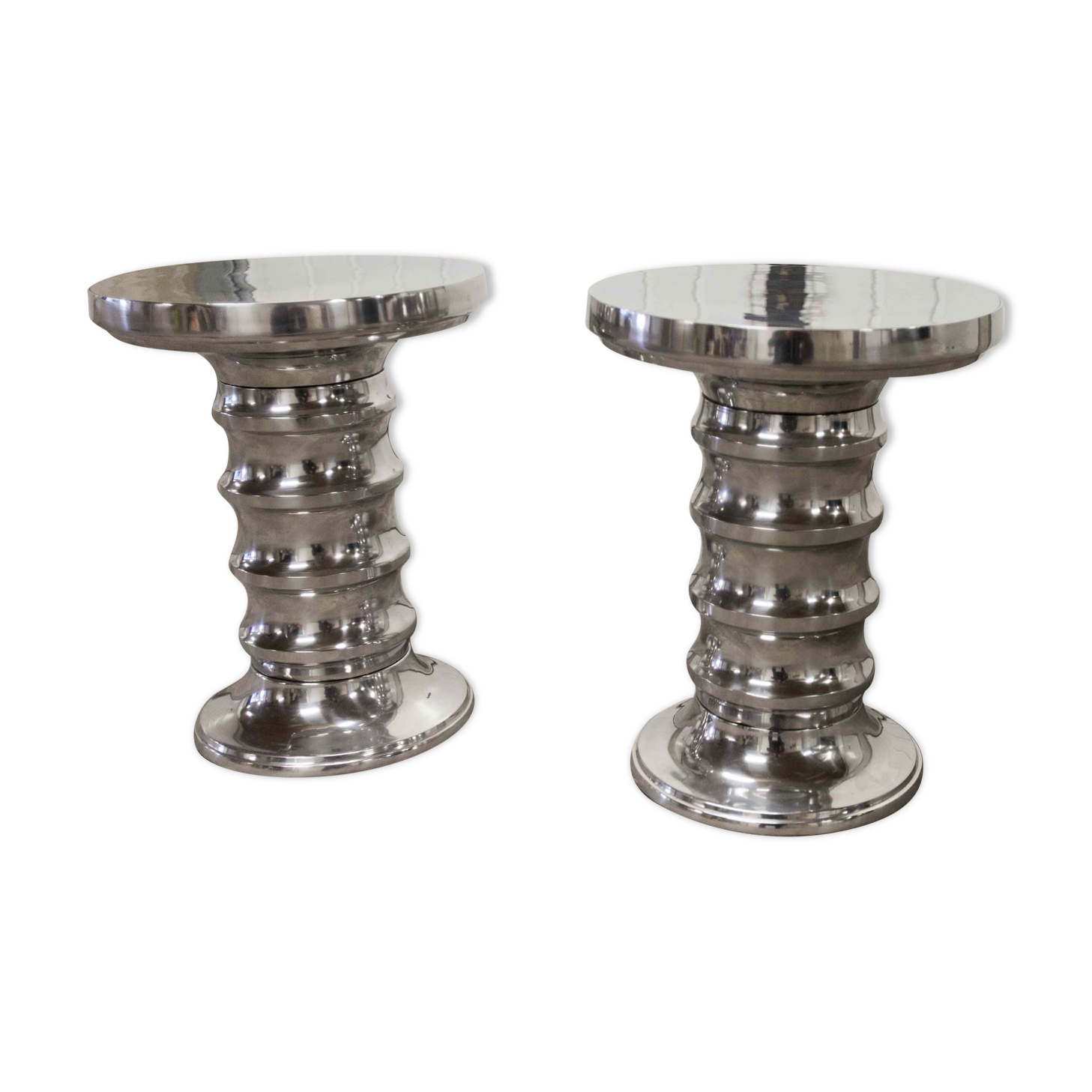 Paire de tabourets aluminium chromé Eichholtz 2000