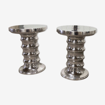 Pair of stools Chrome aluminium Eichholtz 2000