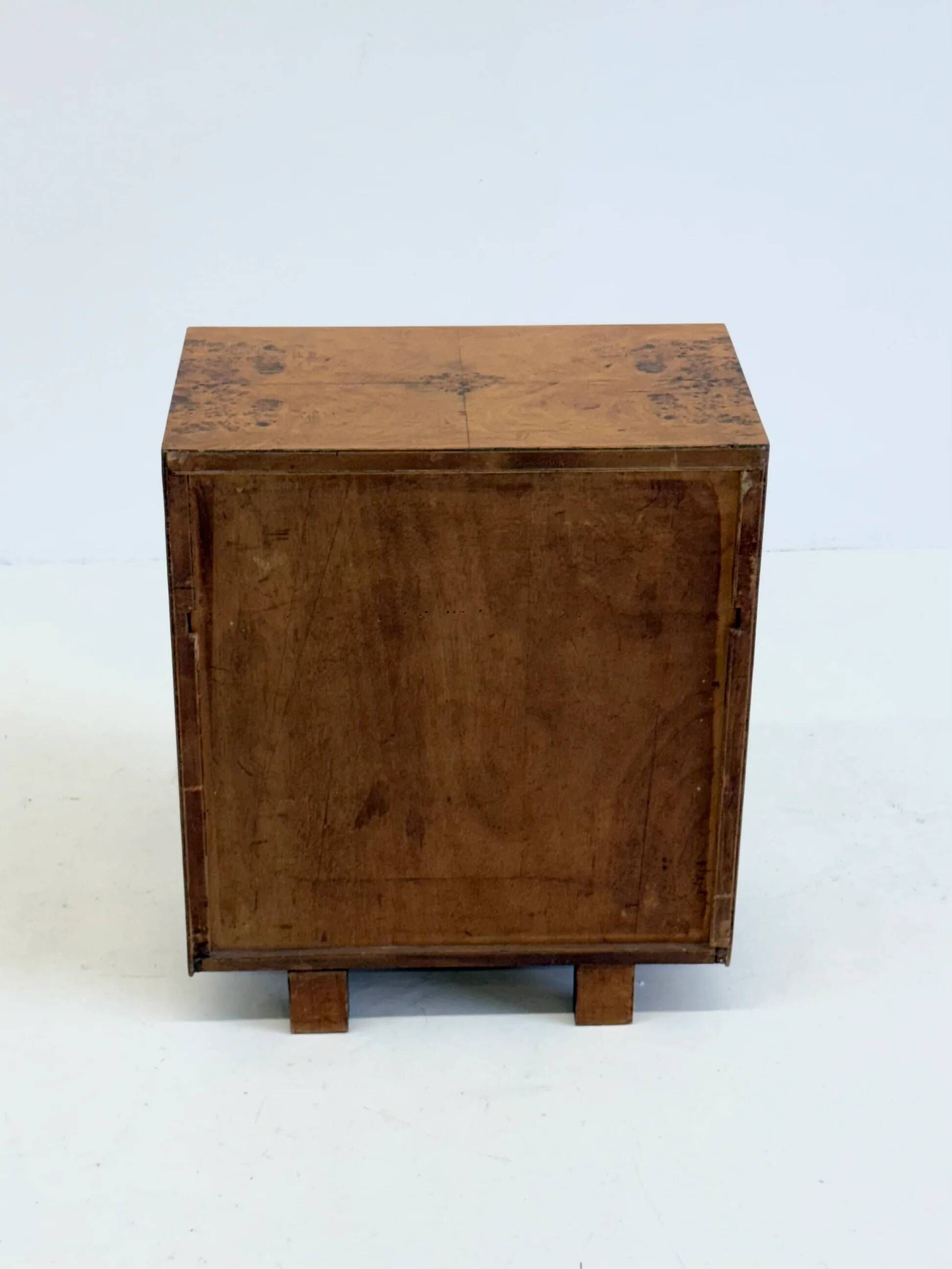 Set of two vintage Art Deco bedside tables with burl wood