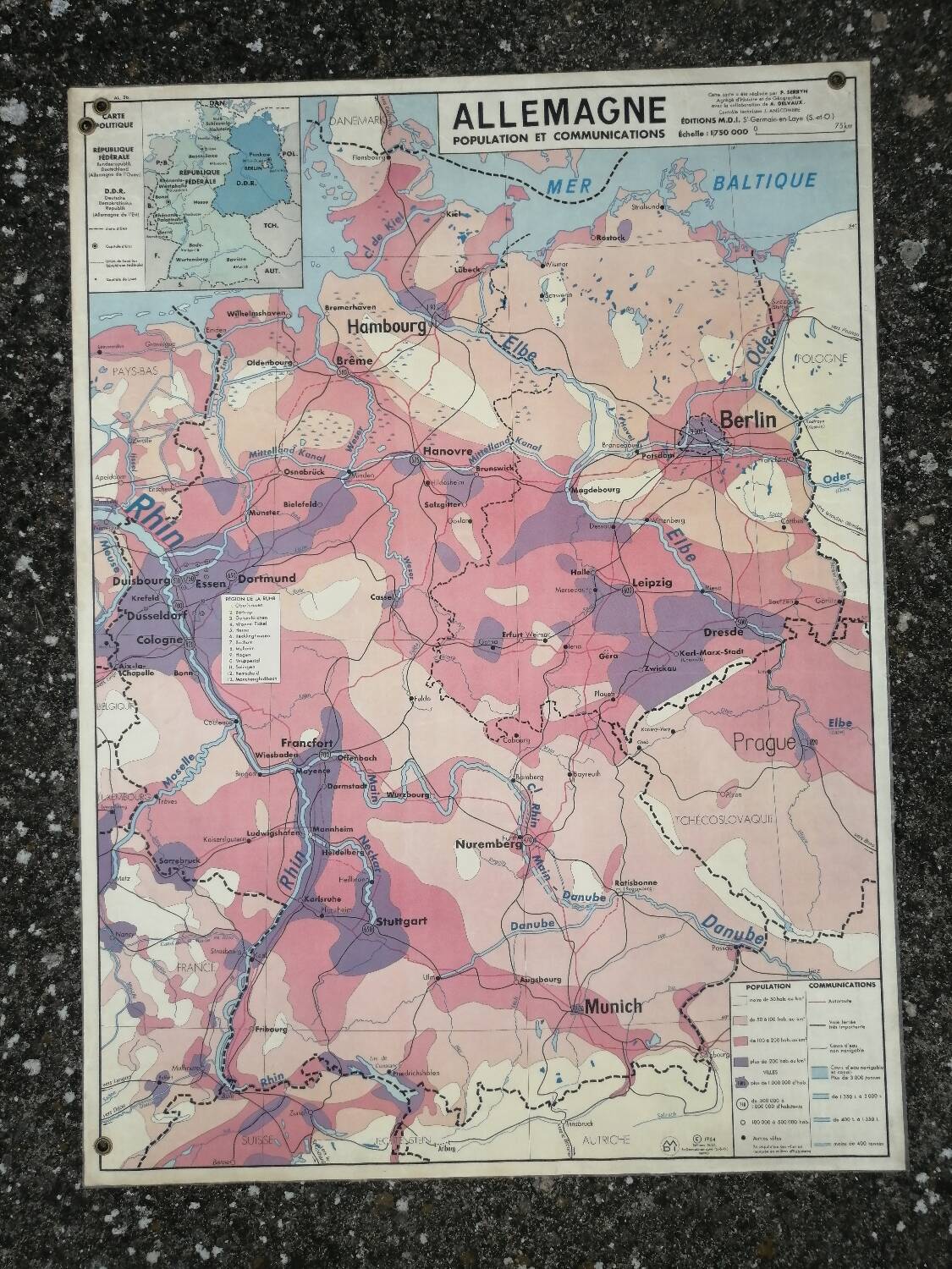 Old MDI map Germany Agricultural and vintage population