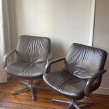 Pair of Geoffrey Harcourt armchairs - Artifort - Circa 1970 - brown leather
