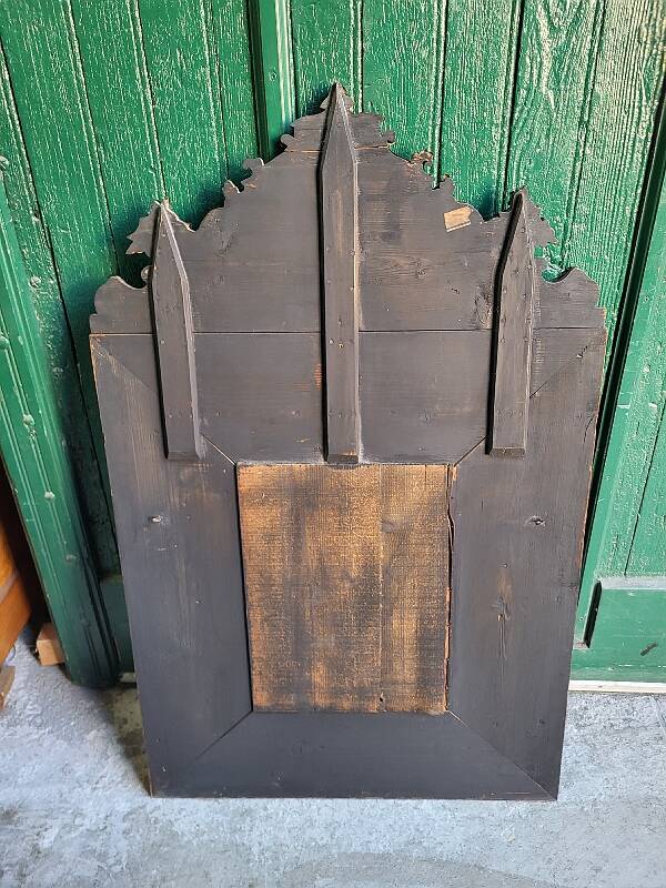 Louis xvi style repousse brass mirror with glass beads