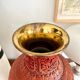 Asian metal vase and red resin