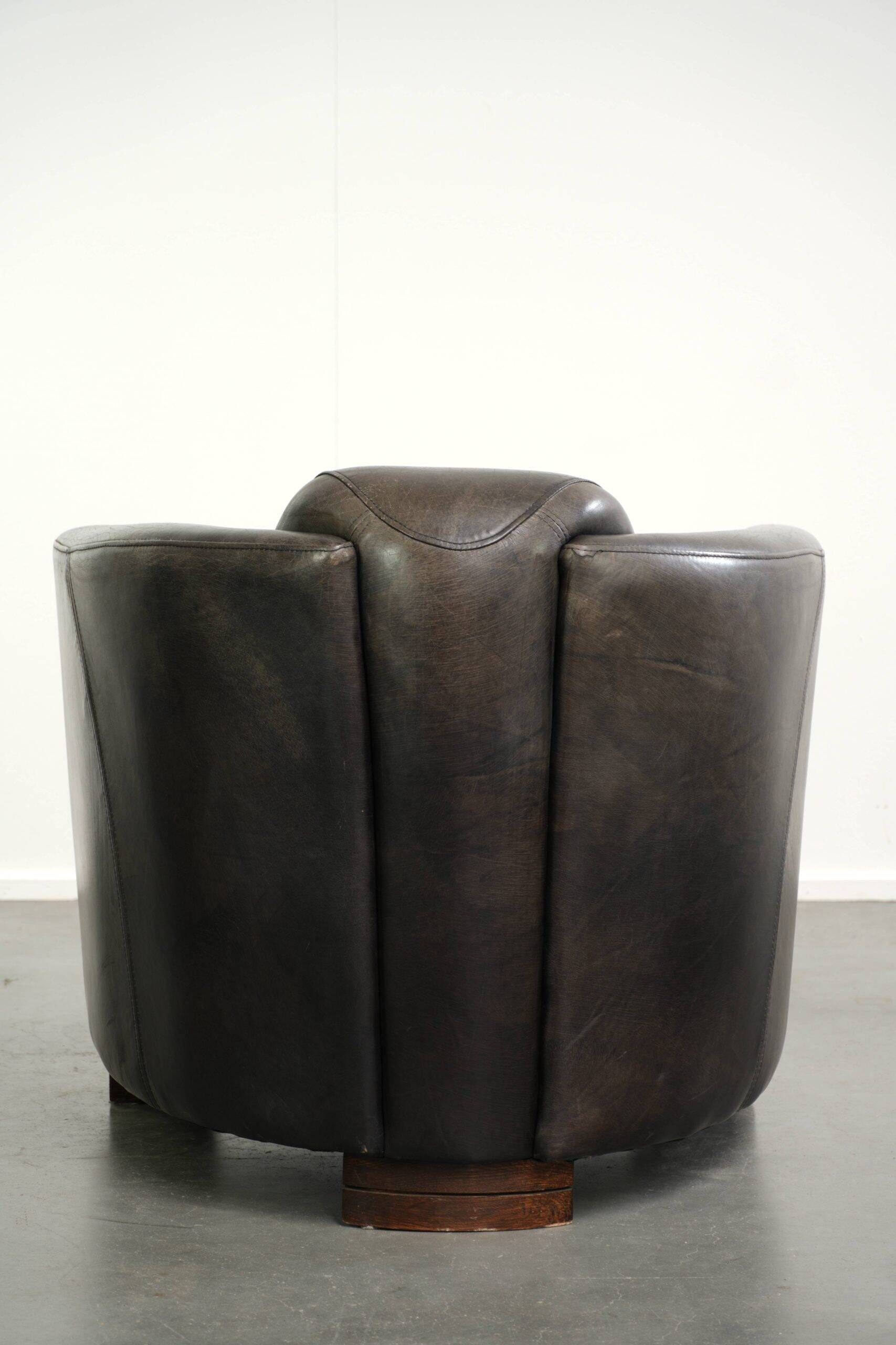 Fauteuil design Aviator en cuir de vache grainé