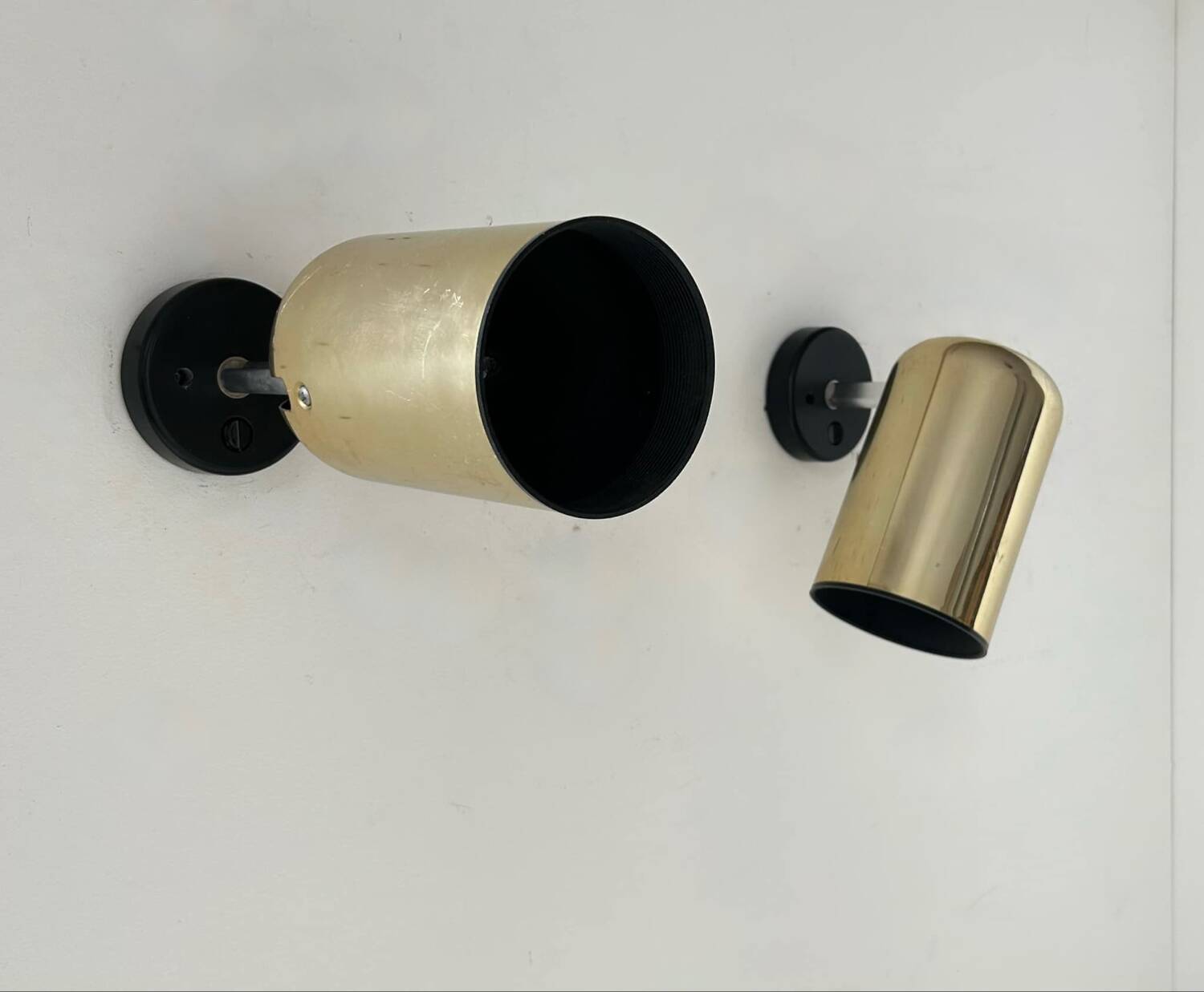 Pair of vintage adjustable brass wall lights, Italy 1970