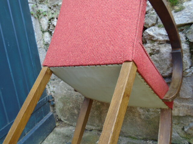 Pair of chairs bridge years 50 wood and fabric