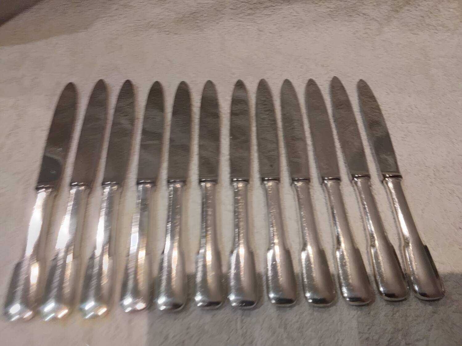 12 silver plated table knives, Francia goldsmith, single-flat, 24.7cm