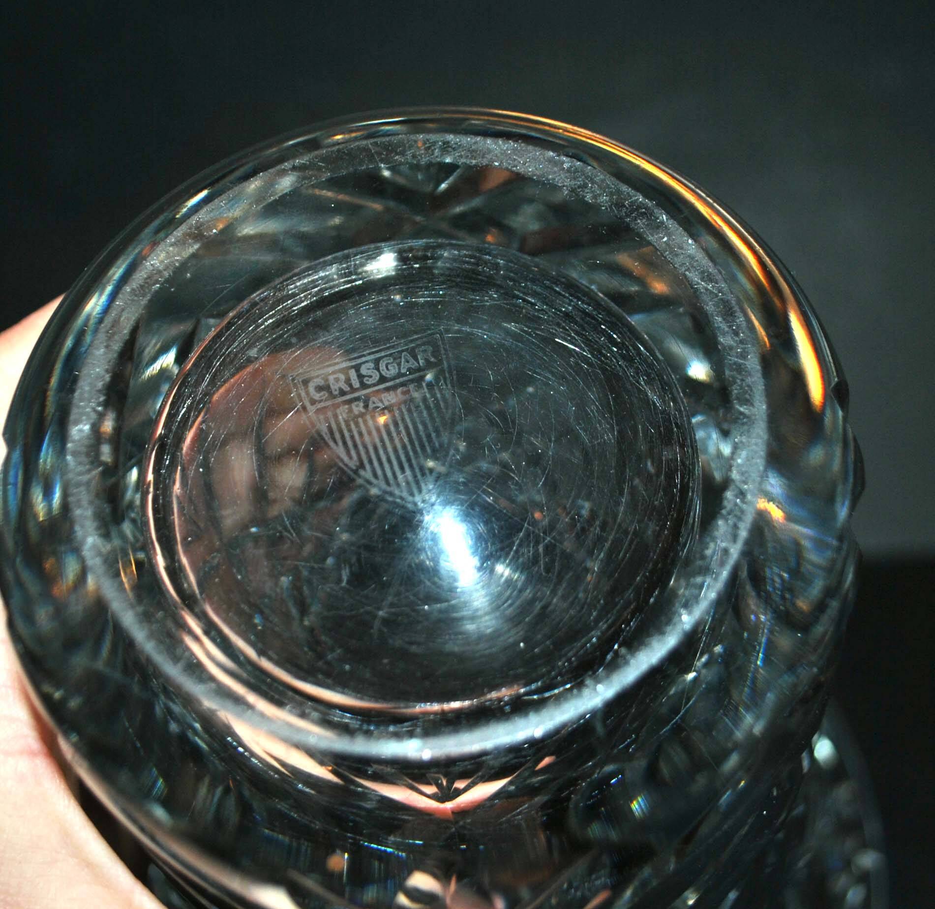 Vintage flared vase in cut crystal signed crystalworks crisgar 1950-1960