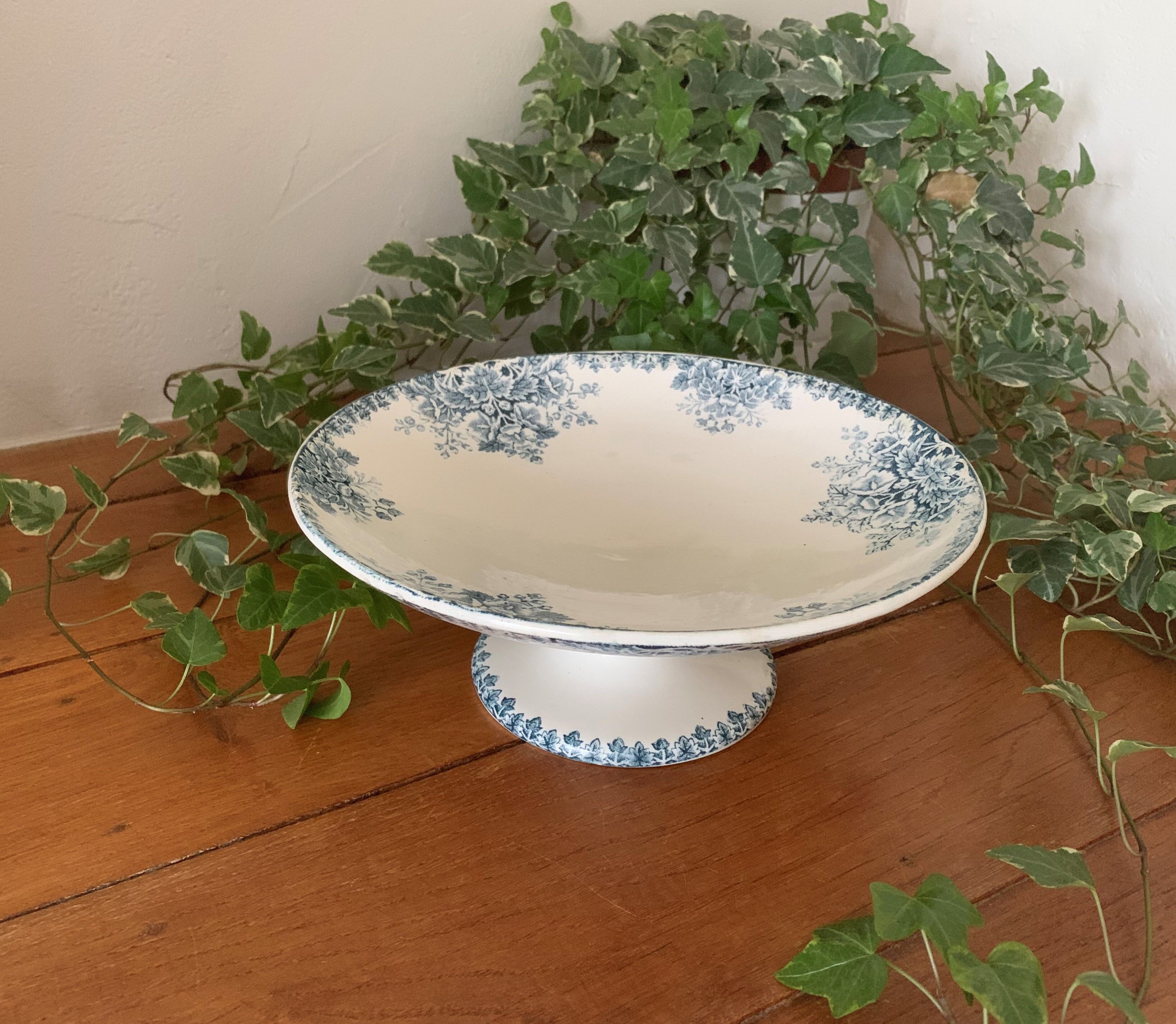 Antique earthenware compotier by Clairefontaine L.G.