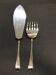 2 silver metal English fish service box