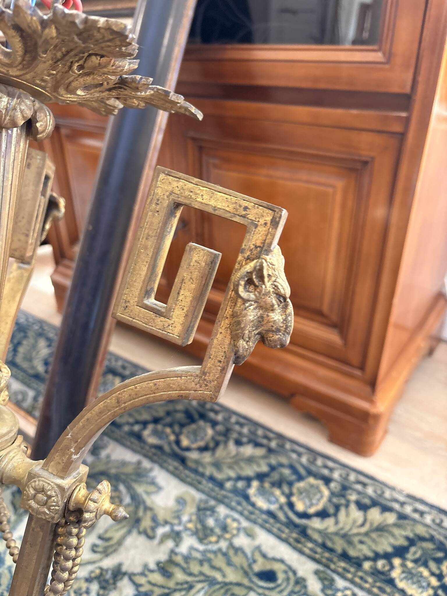 Lustre Bronze Ceiling Light Empire Return Egypt Ram 6 Lights Frosted Glass