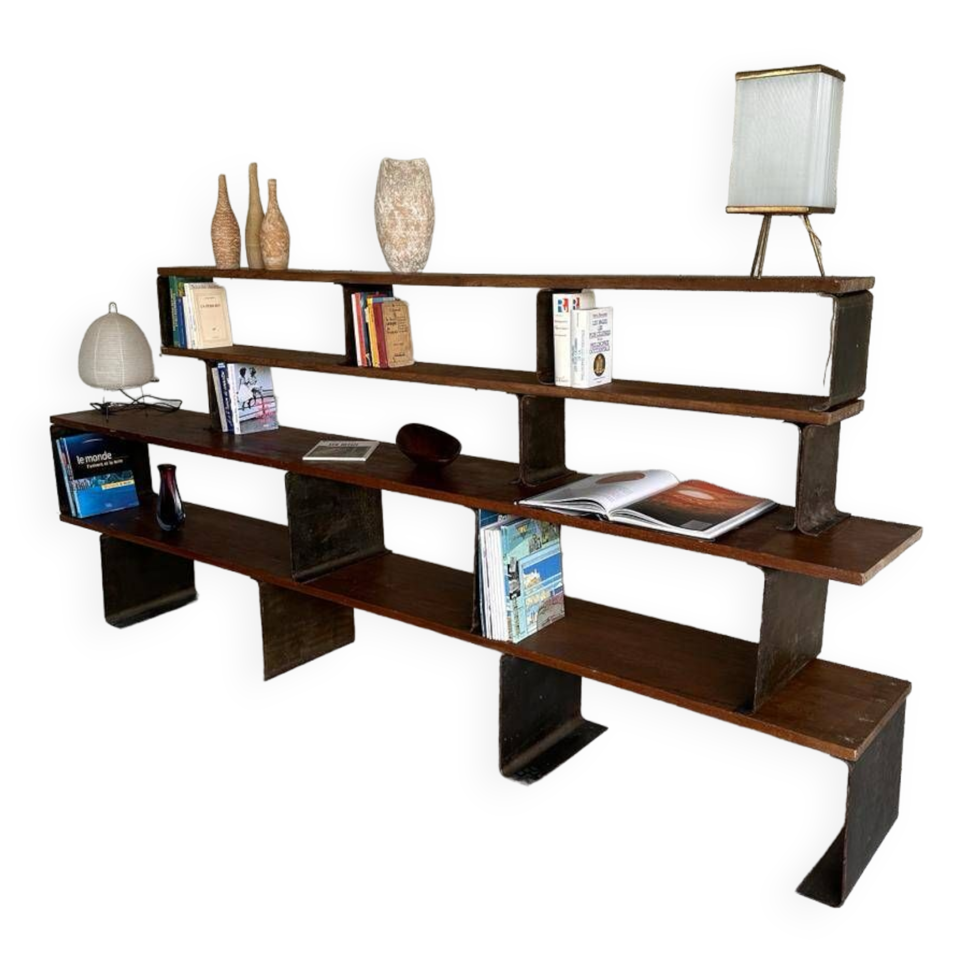 étagère/ bibliothèque métal et bois, XXe