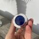Silver-plated metal and blue glass salt and pepper shaker