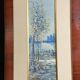 Large watercolor from the early 20th century, signed landscape of a wooded river bank