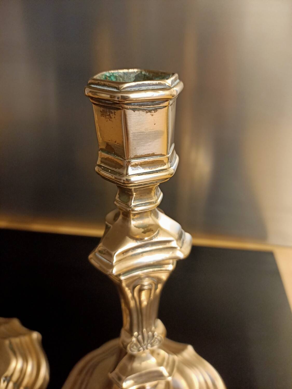 Regency candle holders in gilded bronze