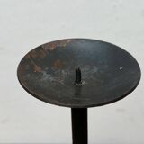 Mid-century brutalist extendable wrought iron floor chandelier, 1960s.