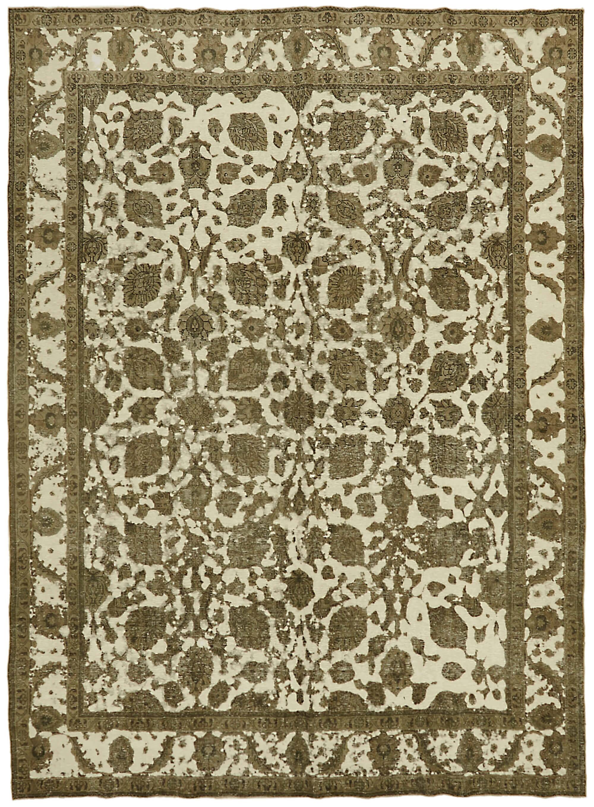 Hand-Knotted Anatolian Vintage 1970s 286 cm x 390 cm Beige Wool Carpet