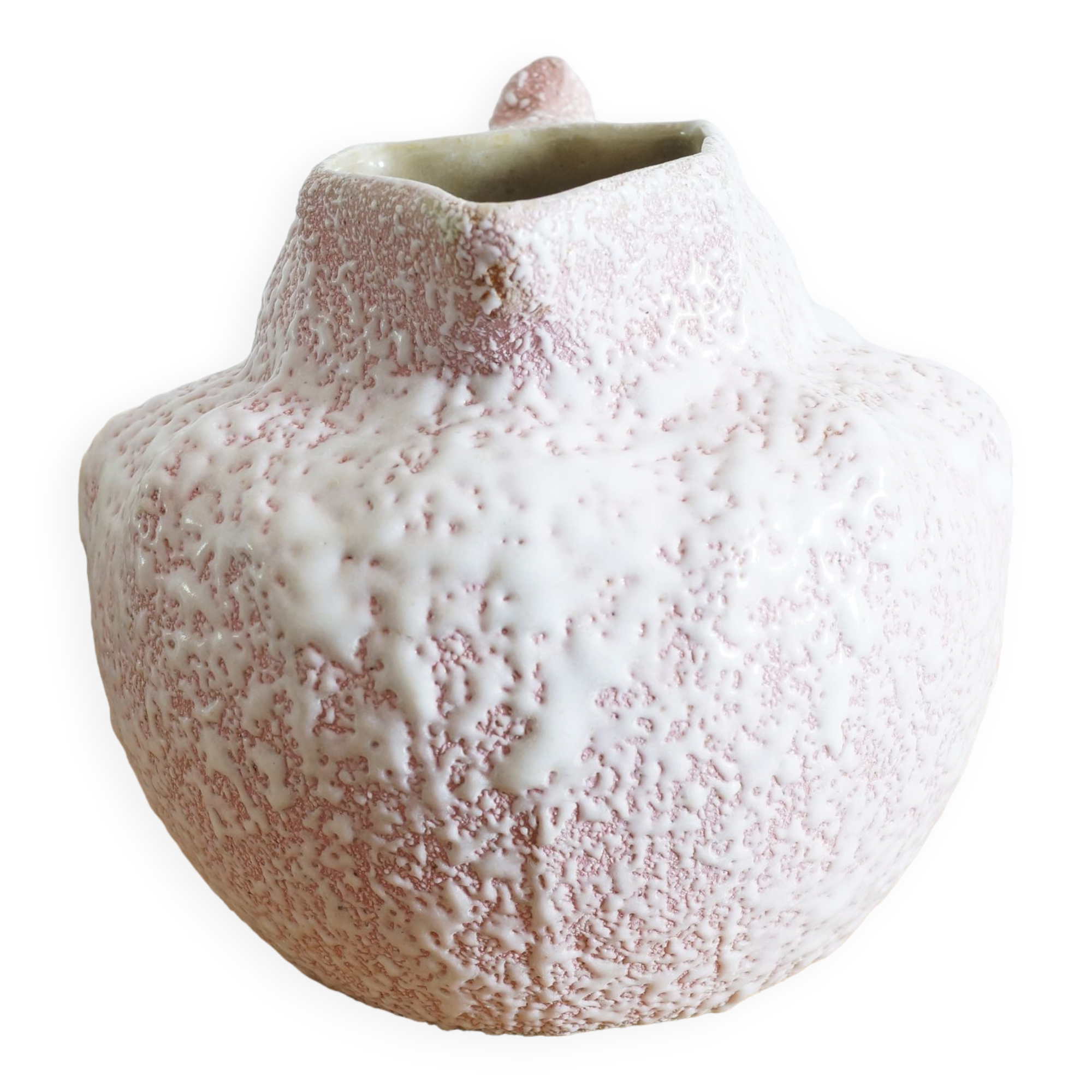 Art Nouveau ceramic pitcher with lava stone look