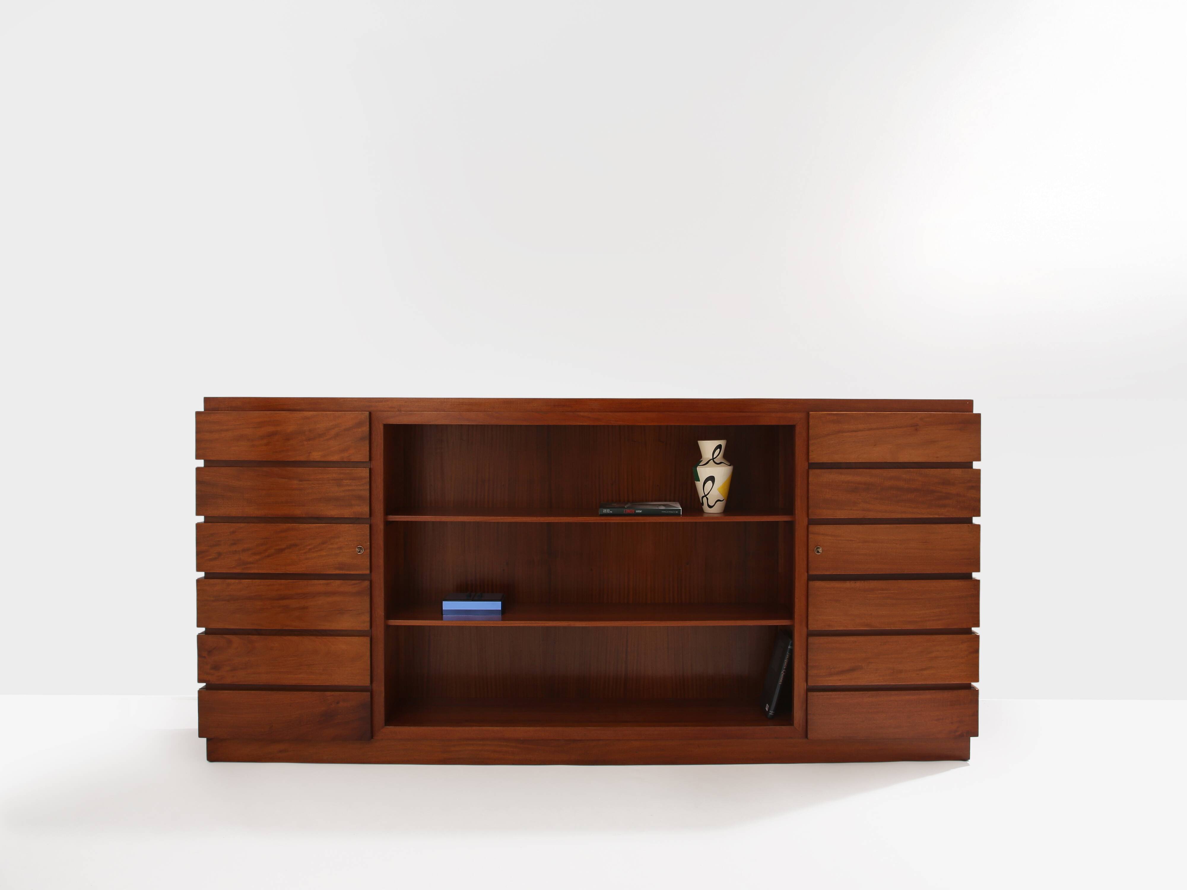 Large modernist cabinet with two doors in mahogany from around 1940.