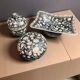 Set of three ceramic bowls with floral decoration G&C Denmark 20th century