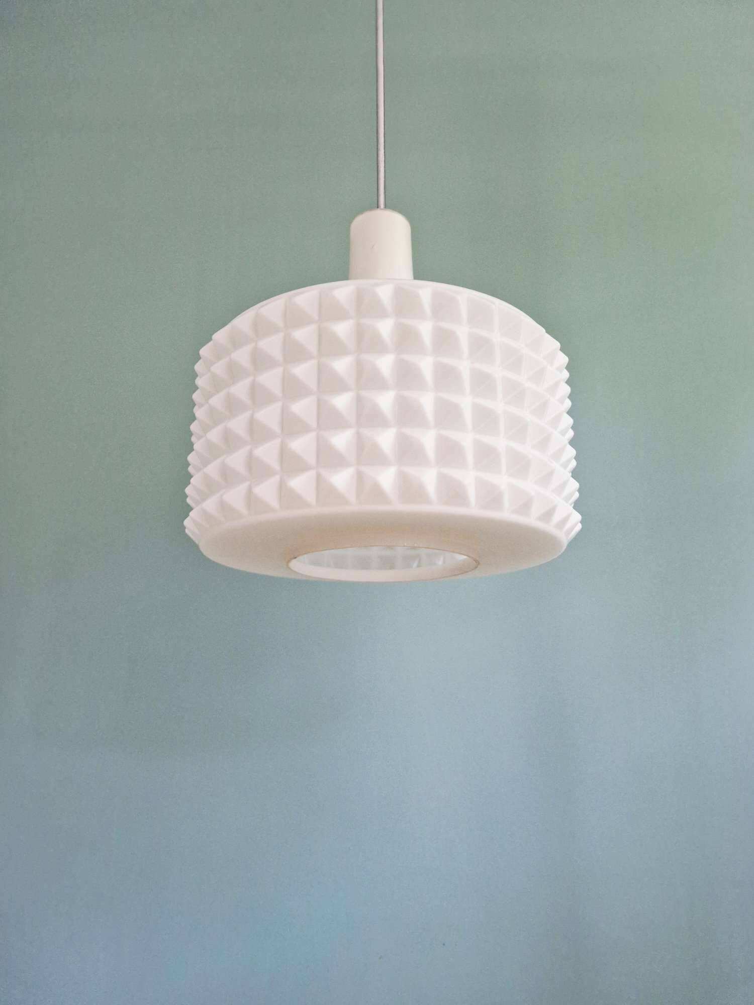 Large white opaline pendant light, Ivan Jakes design, 1960s
