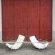 Paire de rocking chair vintage chrome et cuir