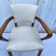 Art deco bridge armchair skai ivory white and solid wood 1930s