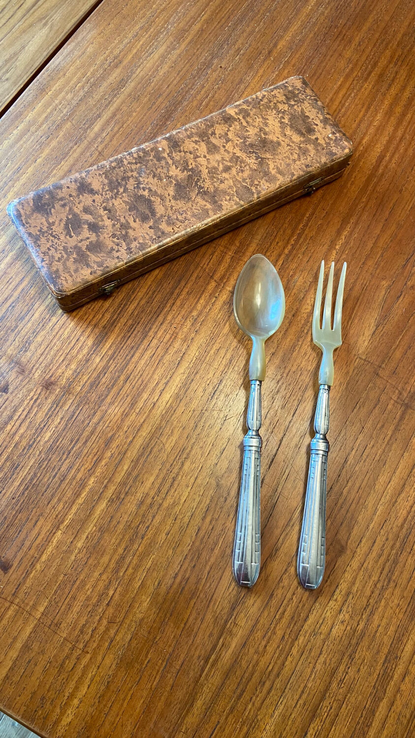 Art deco salad cutlery in silver filled 1930