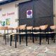 🪑 Set of 18 vintage wood and metal chairs – fabric seat