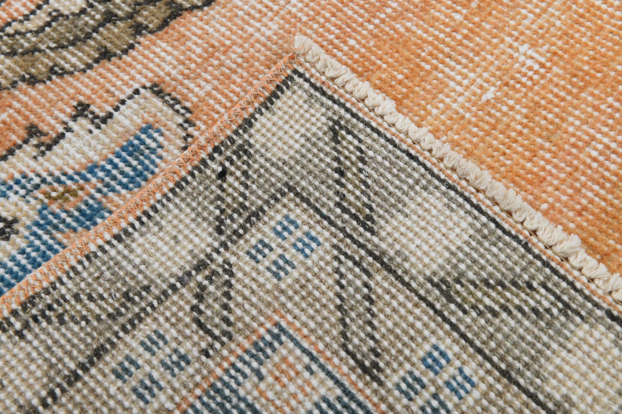 7x12 Peach & Blue Vintage Classic Antique Area Rug, 219x354Cm