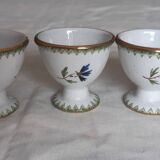 Set of three egg cups, barbel pattern decorations