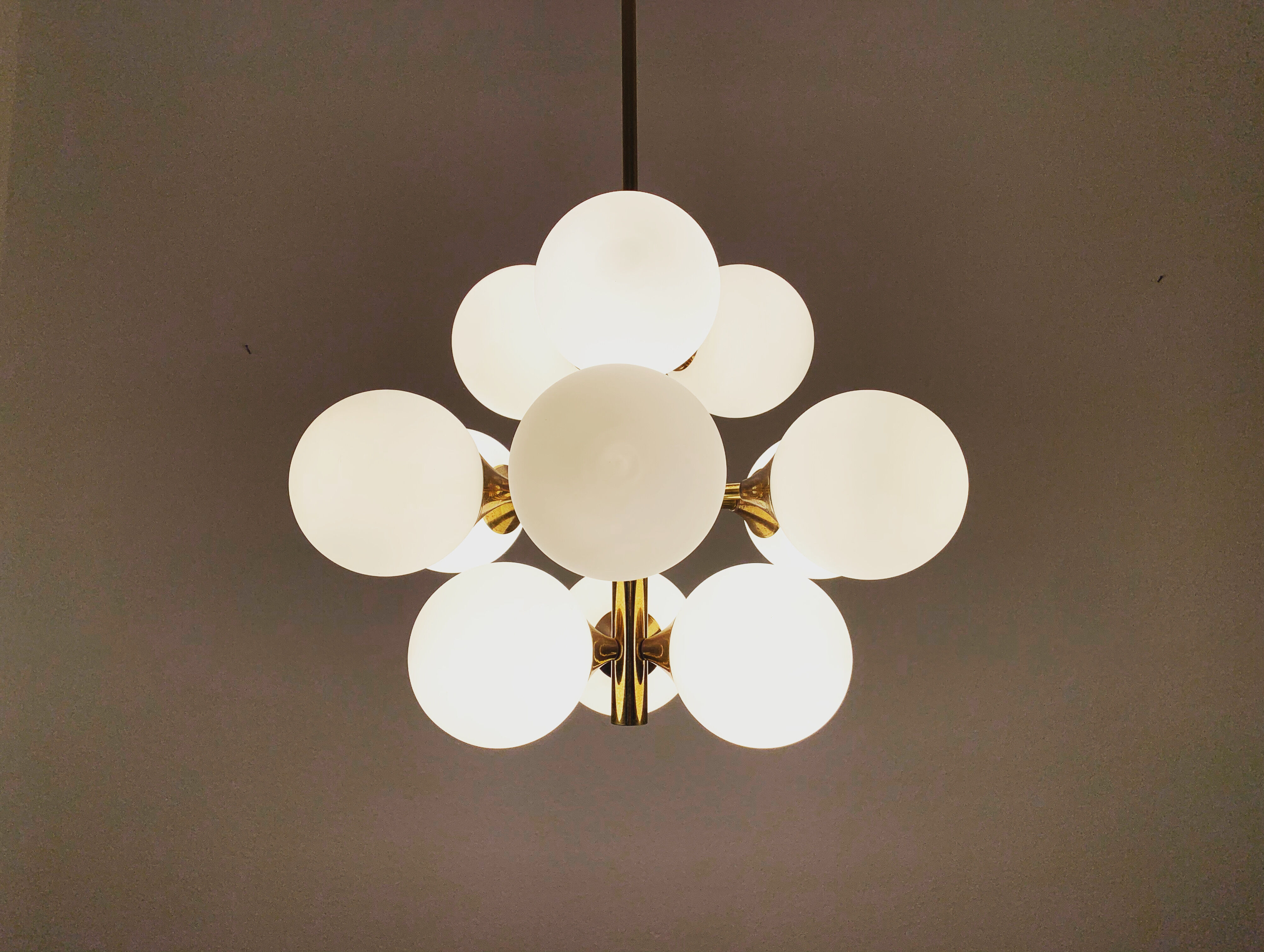 Brass Sputnik chandelier by Kaiser Leuchten