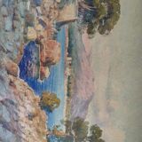 Tableau aquarelle vue du Cap d'ail par Émile Gauffriaud