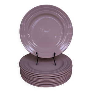 10 assiettes plates rose