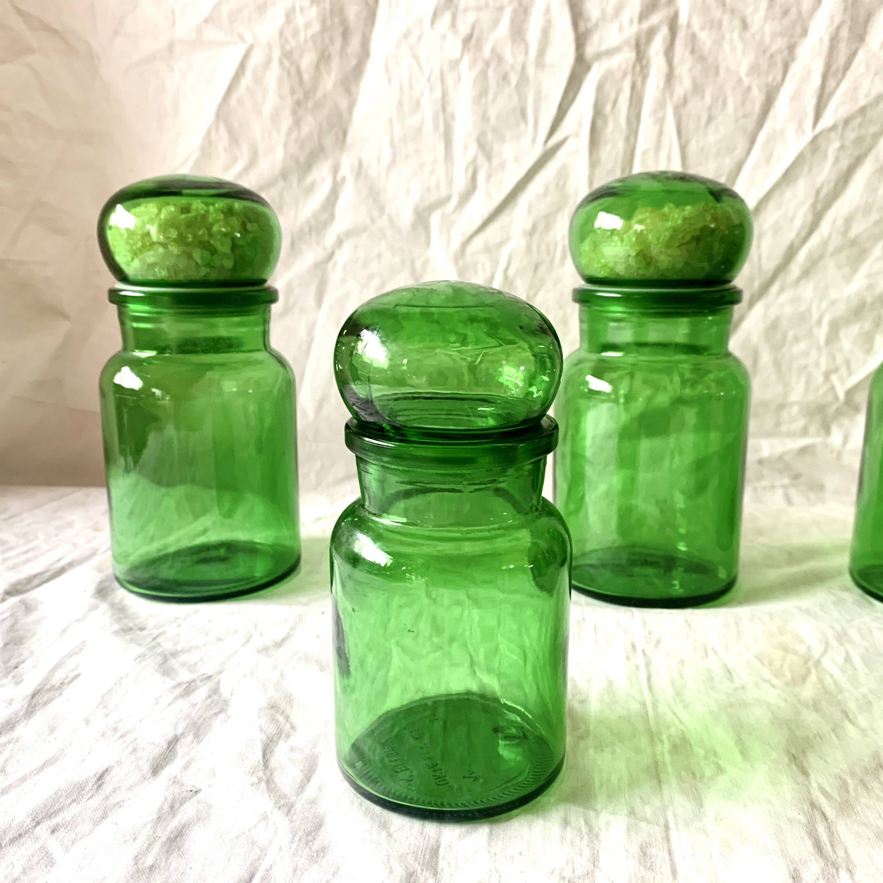 Lot de 6 pots d'apothicaire en verre