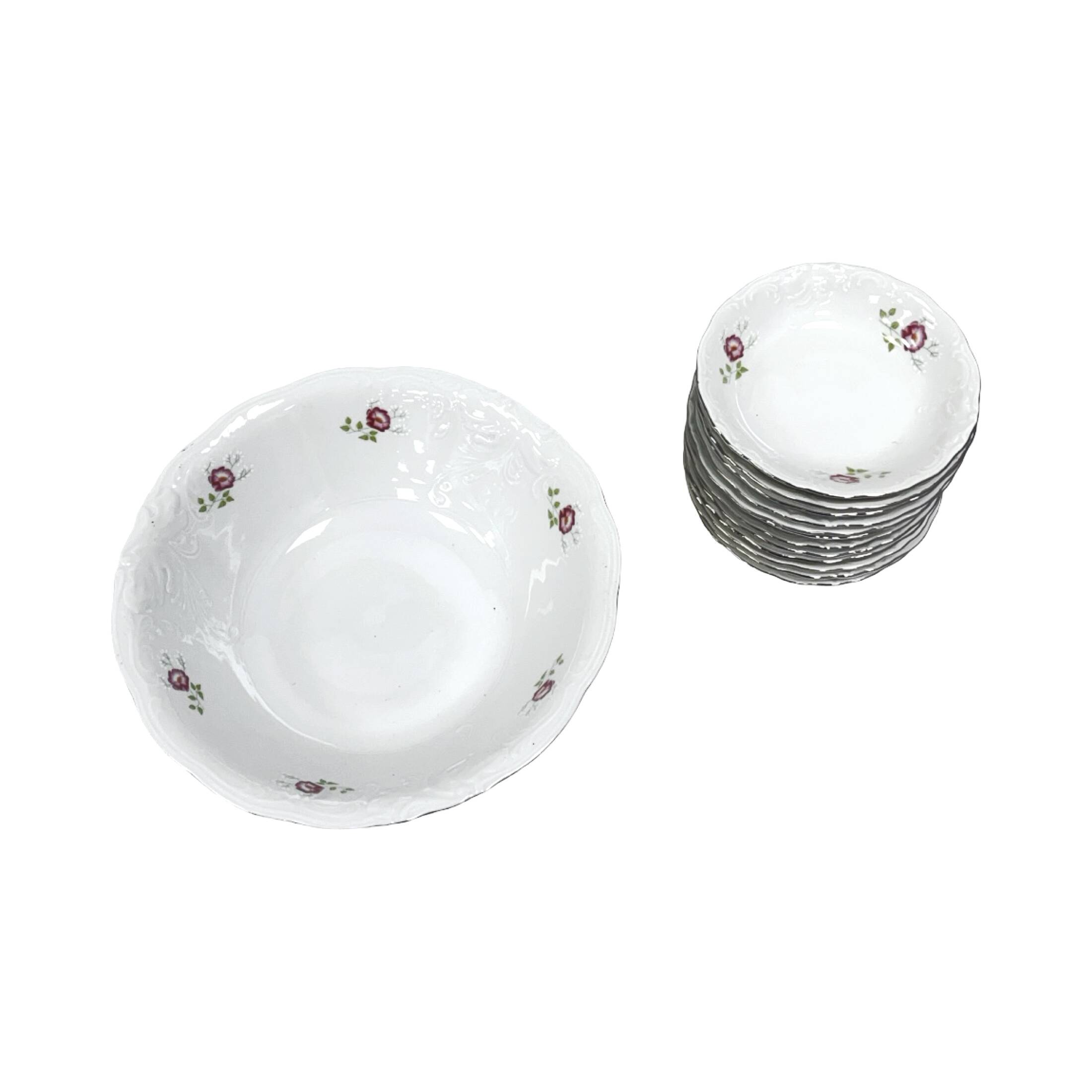 Porcelain set from the Wałbrzych Porcelain Factory - 13 pieces, floral deco