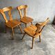 Set of 3 solid pine dining chairs – 1970s