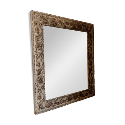 Miroir bois et stuc patiné