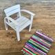 Fauteuil vintage pour enfant blanc gris clair 1950