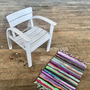 Fauteuil vintage pour enfant blanc gris clair 1950