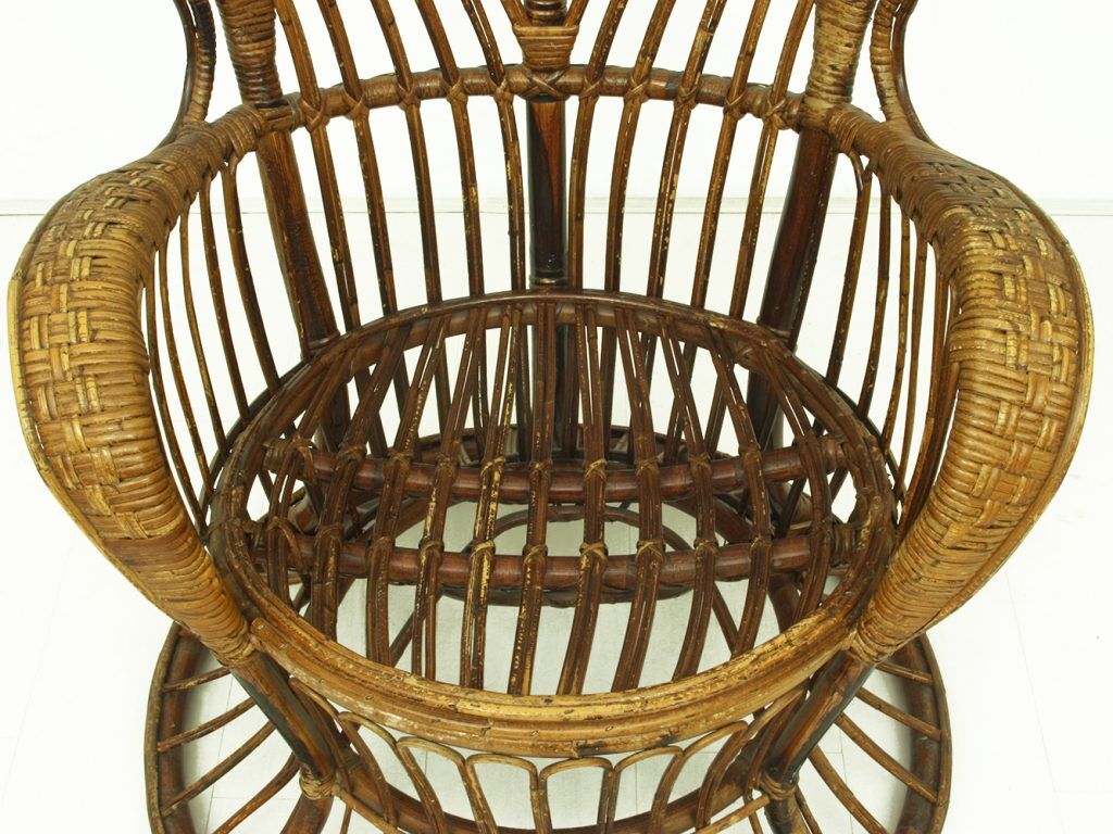 Vintage wicker lounge chair, italian 1950s