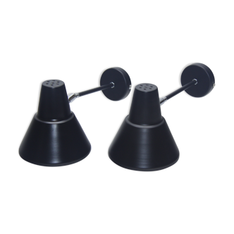 Pair of industrial wall lamps, 1970s