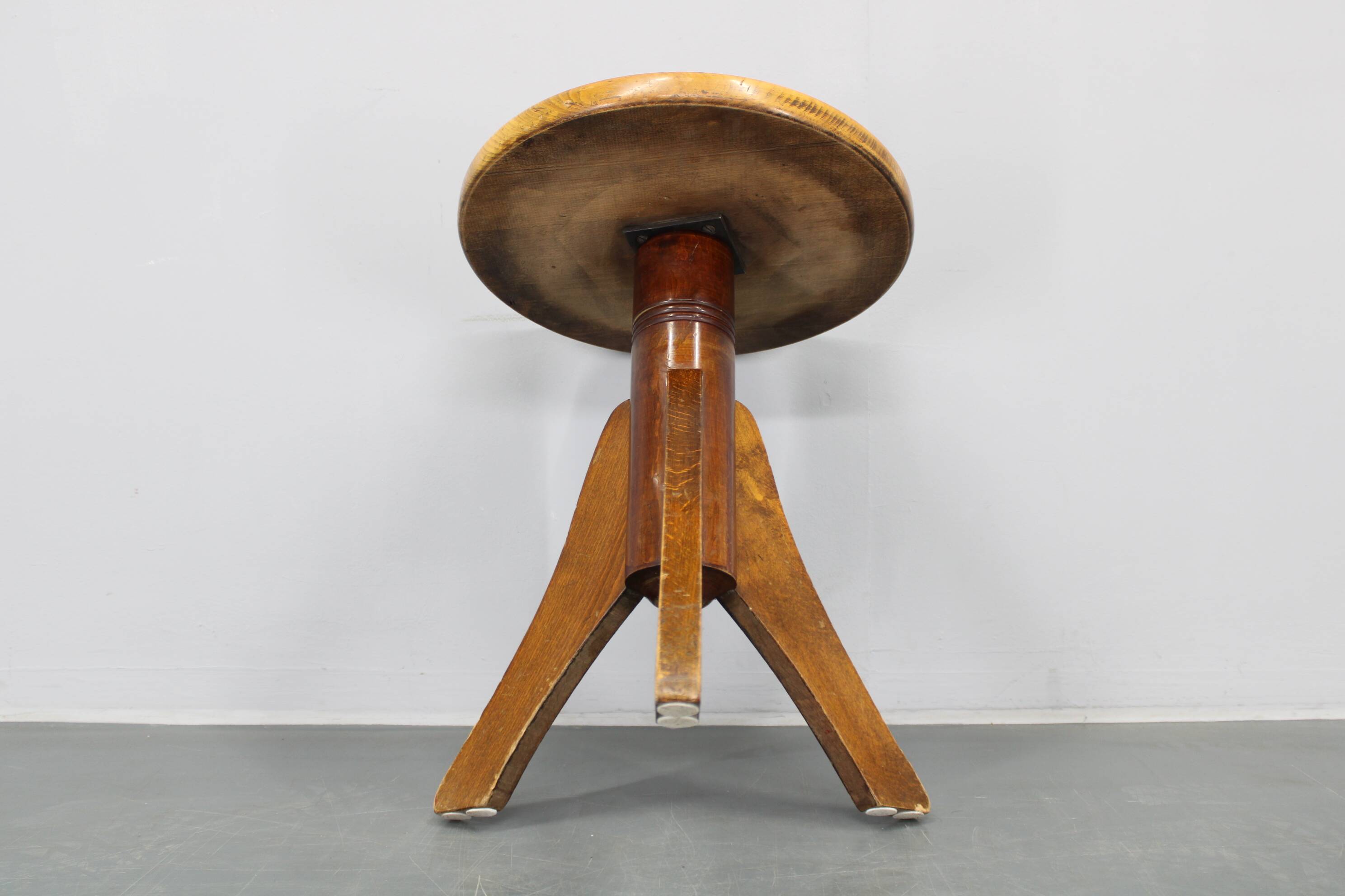 1950s Piano Bentwood Beech Stool, Czechoslovakia