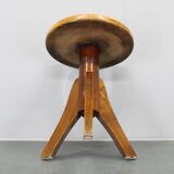 1950s Piano Bentwood Beech Stool, Czechoslovakia